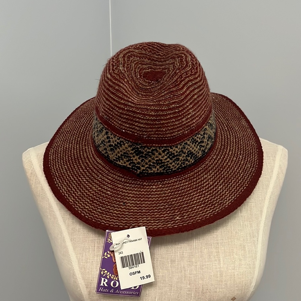 Women’s Burgundy Panama Hat Scala Old Country Road Hat